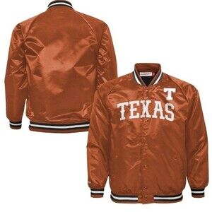 Mitchell & Ness Texas Longhorns Youth L Satin Full-Snap Raglan Jacket New Tags